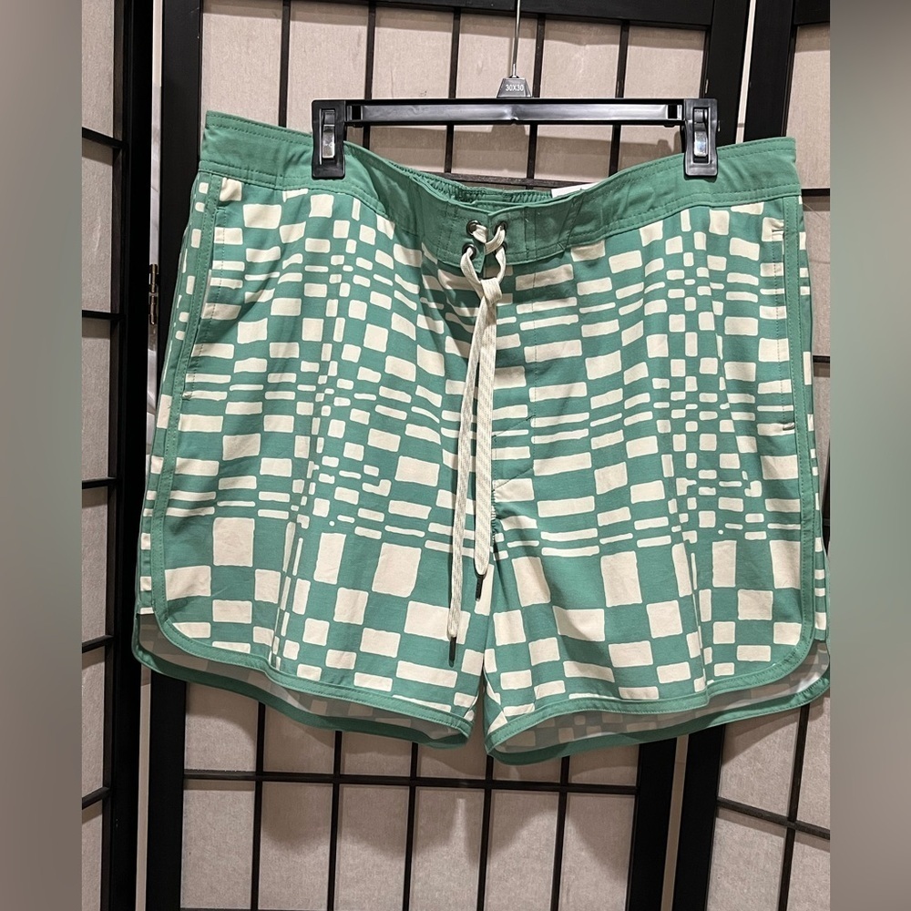 Sonoma GREEN CHECKERED PATTERN, LINED SWIM BOARD SHORTS, MENS SIZE XL